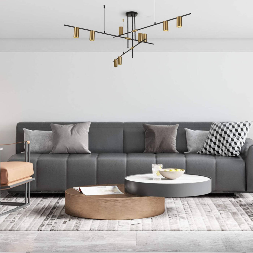 Nowoczesna lampa wisząca ARIZONA 9, czarny/złoty, 9x40W GU10
