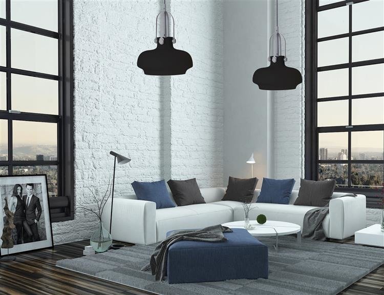 Nowoczesna lampa wisząca czarna PIANO