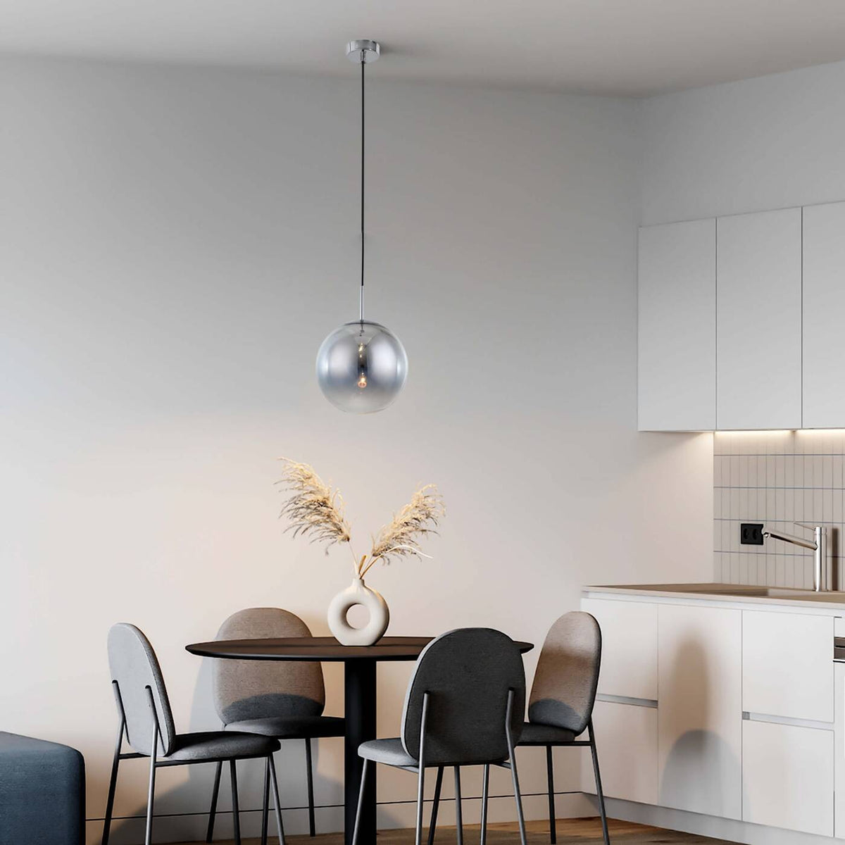 Nowoczesna lampa wisząca kula chrom PALLA śr 30cm