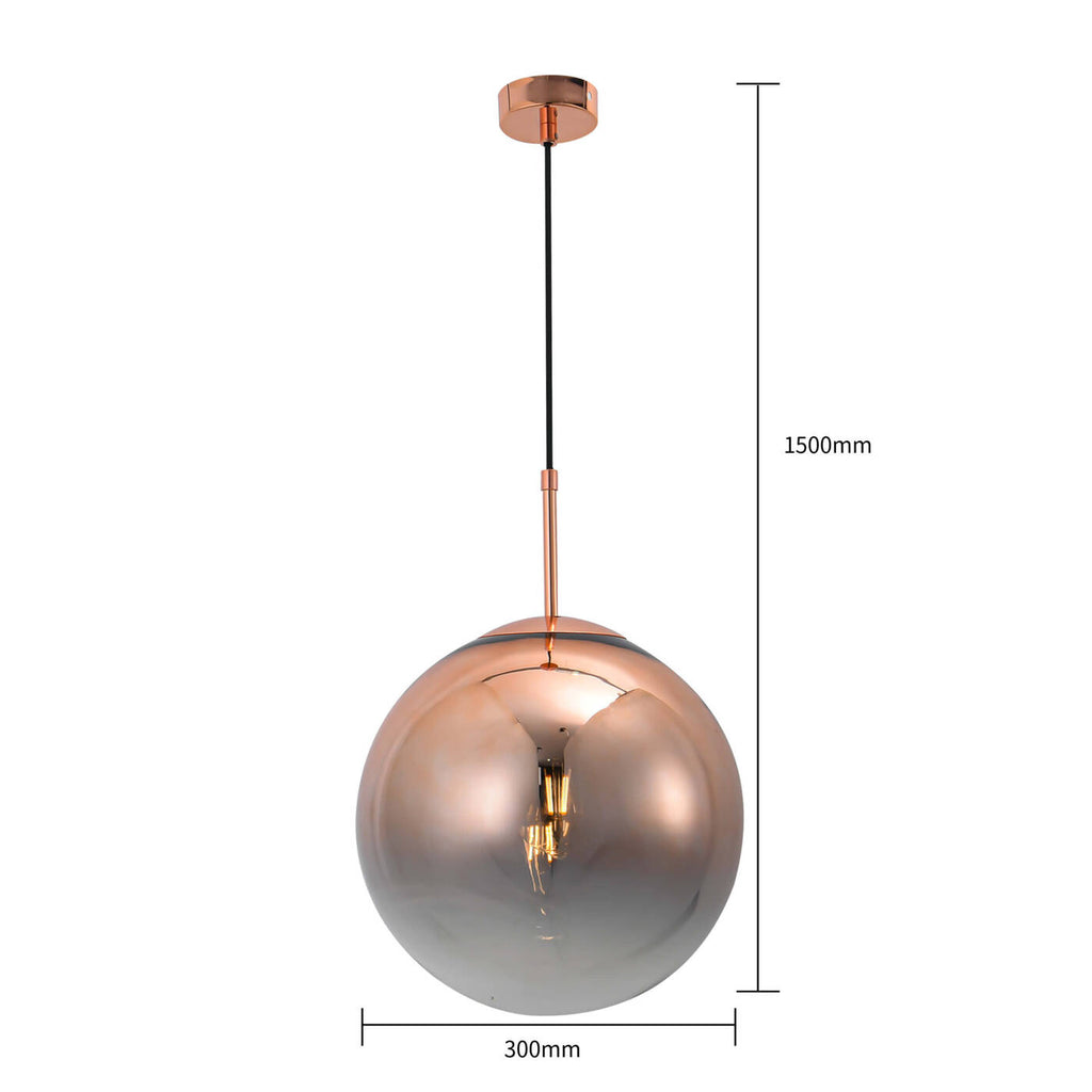 Nowoczesna lampa wisząca kula miedziana PALLA sr 30cm