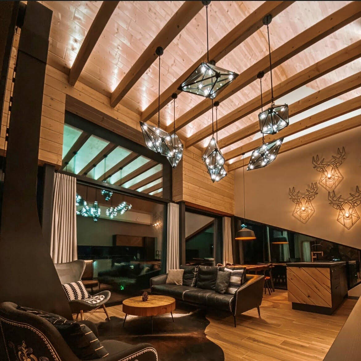Nowoczesna lampa wisząca pozioma KONSTELACJA, 7x8W LED G9