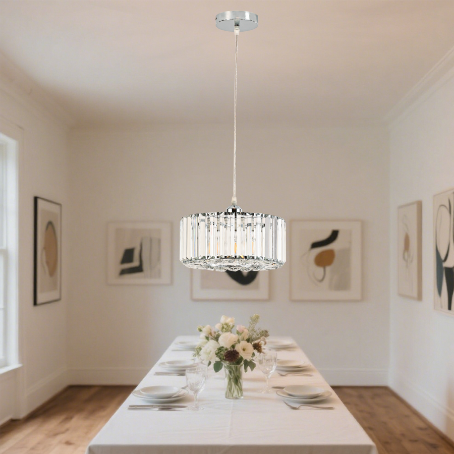 Okrągła lampa wisząca Vetro chrom 1xE27
