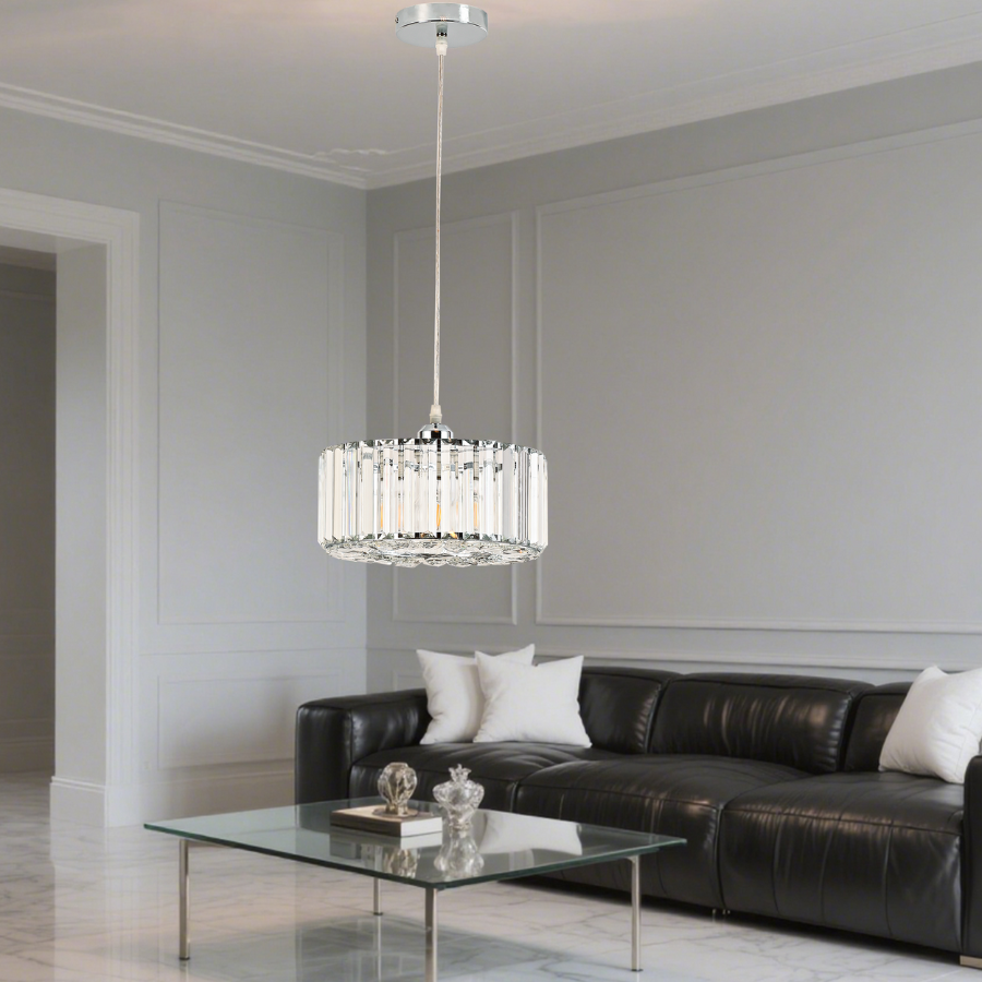 Okrągła lampa wisząca Vetro chrom 1xE27