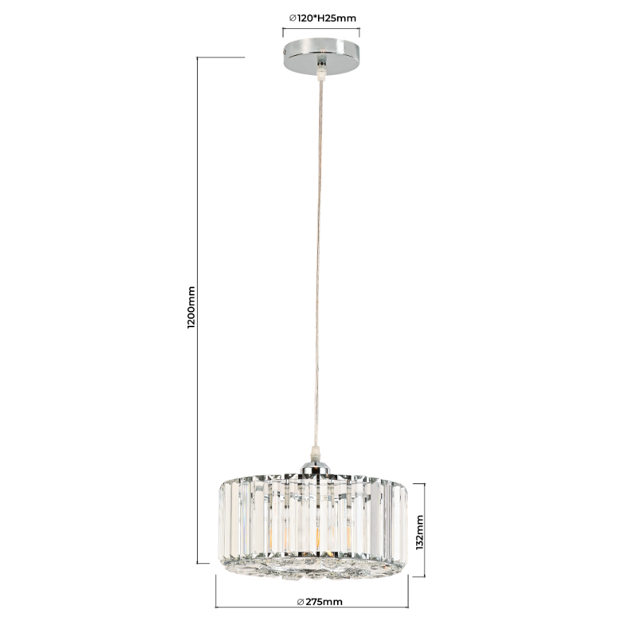 Okrągła lampa wisząca Vetro chrom 1xE27