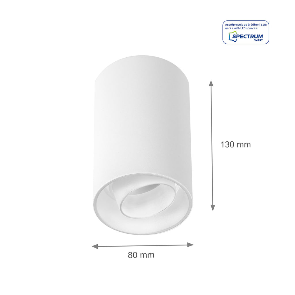 Oprawa LED natynkowa CHLOE GU10 regulacja kąta wys. 13cm | biały