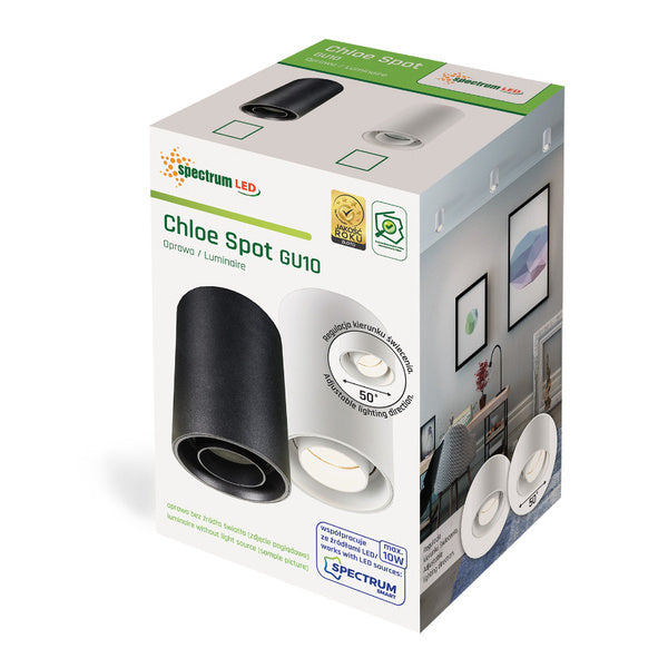 Oprawa LED natynkowa CHLOE GU10 regulacja kąta wys. 13cm | biały