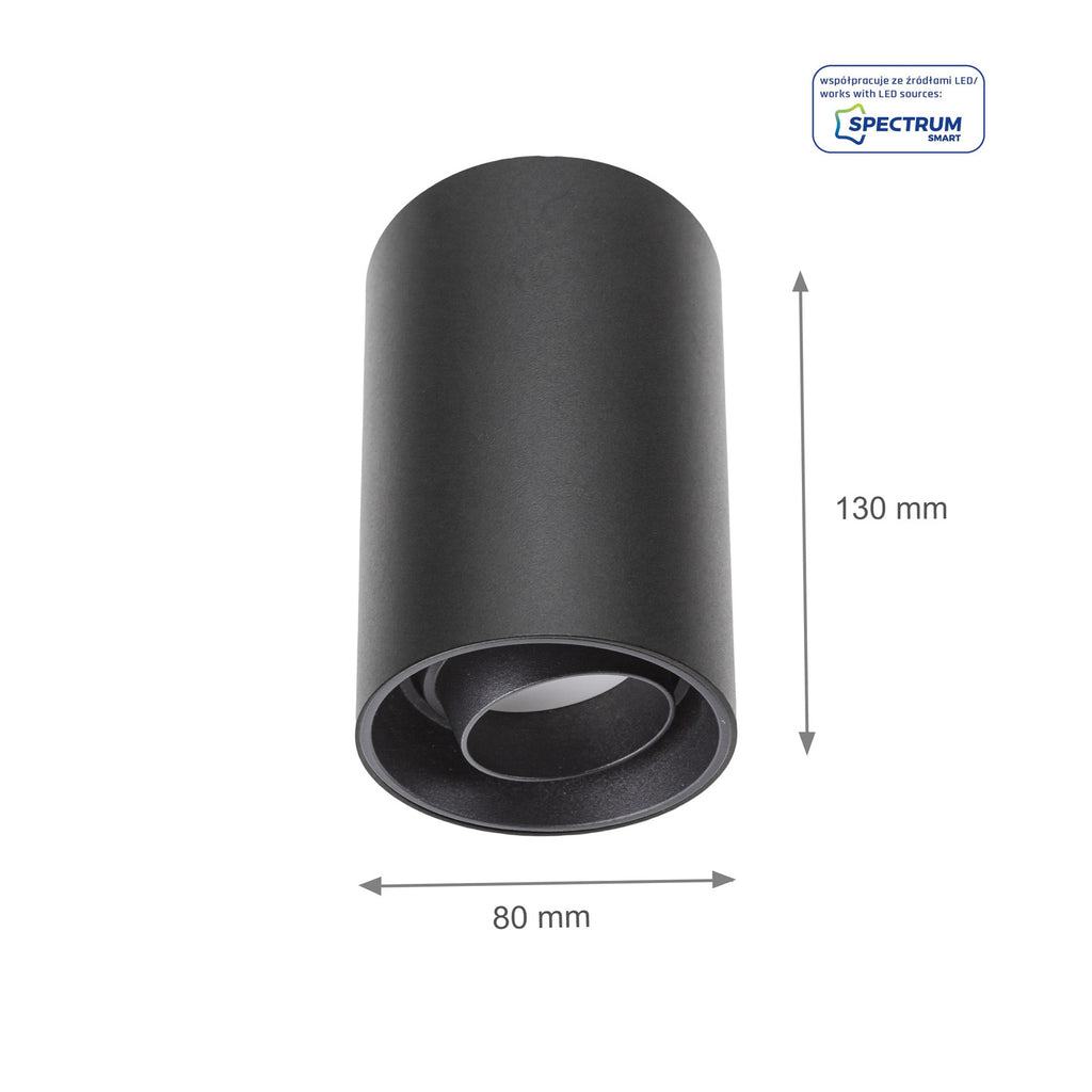 Oprawa LED natynkowa CHLOE GU10 regulacja kąta wys. 13cm | czarny