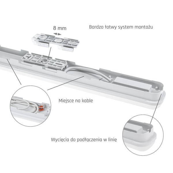 Oprawa hermetyczna LIMEA GO 25W 60CM IP65 NW |  Biała