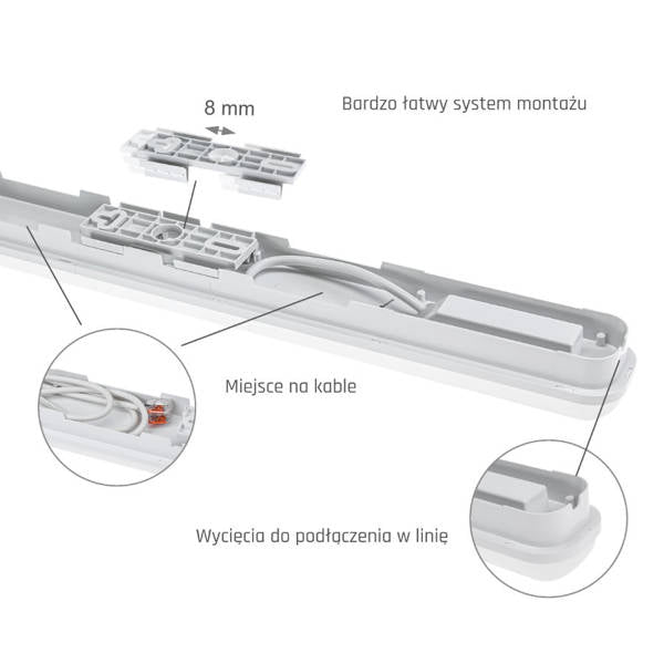 Oprawa hermetyczna LIMEA GO 25W 60CM IP65 NW |  Biała