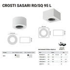 Oprawa sufitowa spot kostka natynkowa CROSTI SASARI SQ 95 L biały szer. 16cm | oxyled-AR141495S