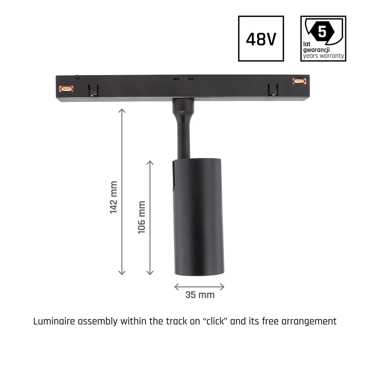 Oprawa szynoprzewodu SHIFT SPOT S 14cm 6W biała ciepła | czarny