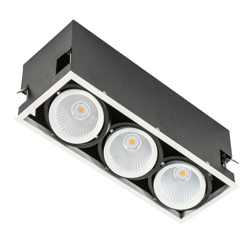 Oprawa wpuszczana Vertico Triple dł. 37cm 18W 3xLED ciepła biel 3000K | czarny/biały
