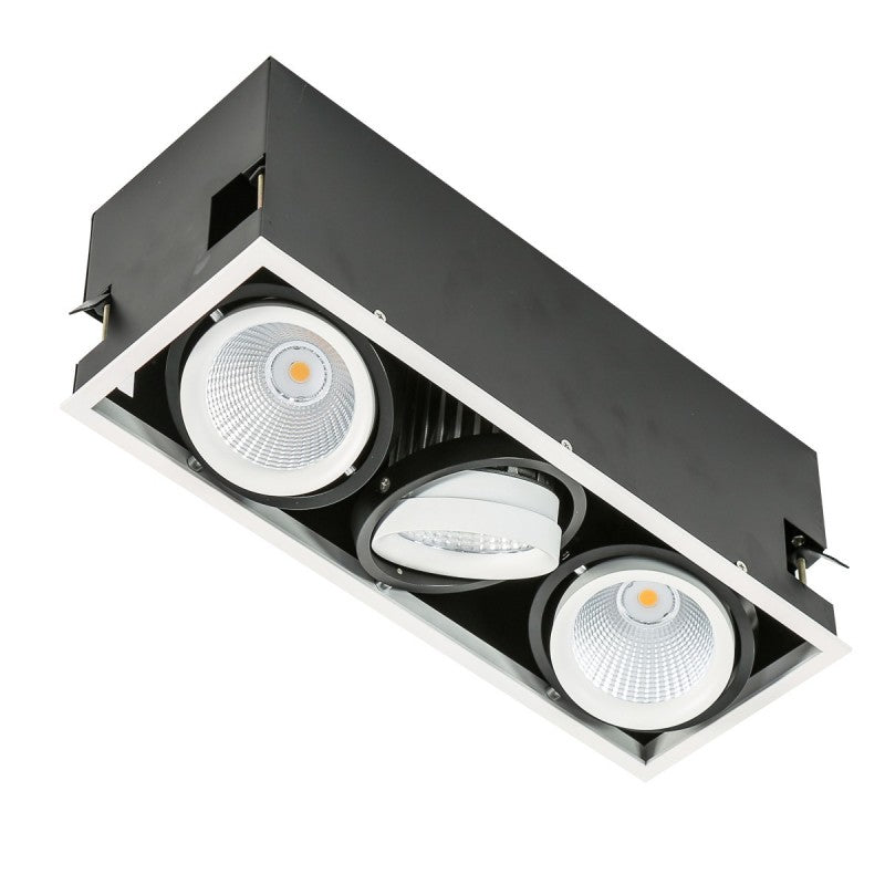 Oprawa wpuszczana Vertico Triple dł. 37cm 18W 3xLED ciepła biel 3000K | czarny/biały