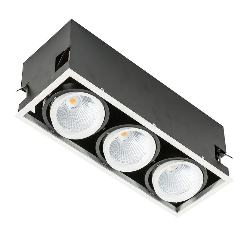 Oprawa wpuszczana Vertico Triple dł. 37cm 18W 3xLED ciepła biel 3000K | czarny/biały