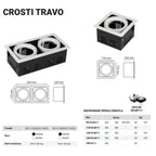 Oprawa wpuszczana downlight CROSTI TRAVO czarny szer. 17cm | oxyled-OXY-AR210145 BL