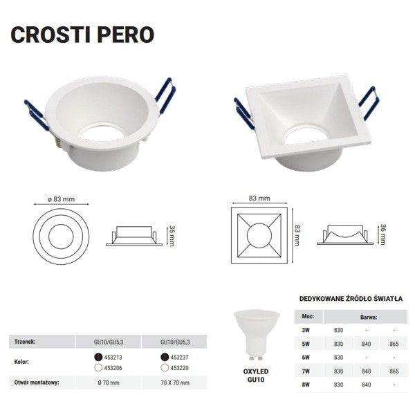 Oprawa wpuszczana oczko sufitowe CROSTI PERO RO czarny śr. 8,3cm | oxyled-OXY 1501009 BL