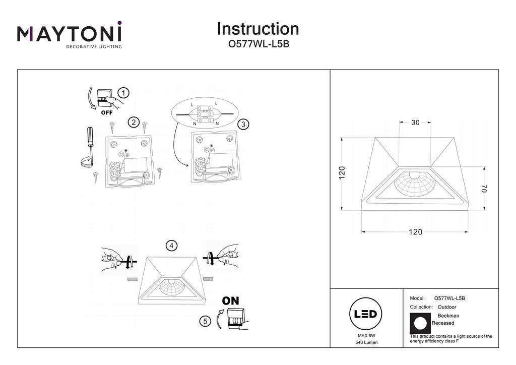 Oświetlenie architektoniczne Outdoor Beekman IP54 x O577WL-L5B | Czarny