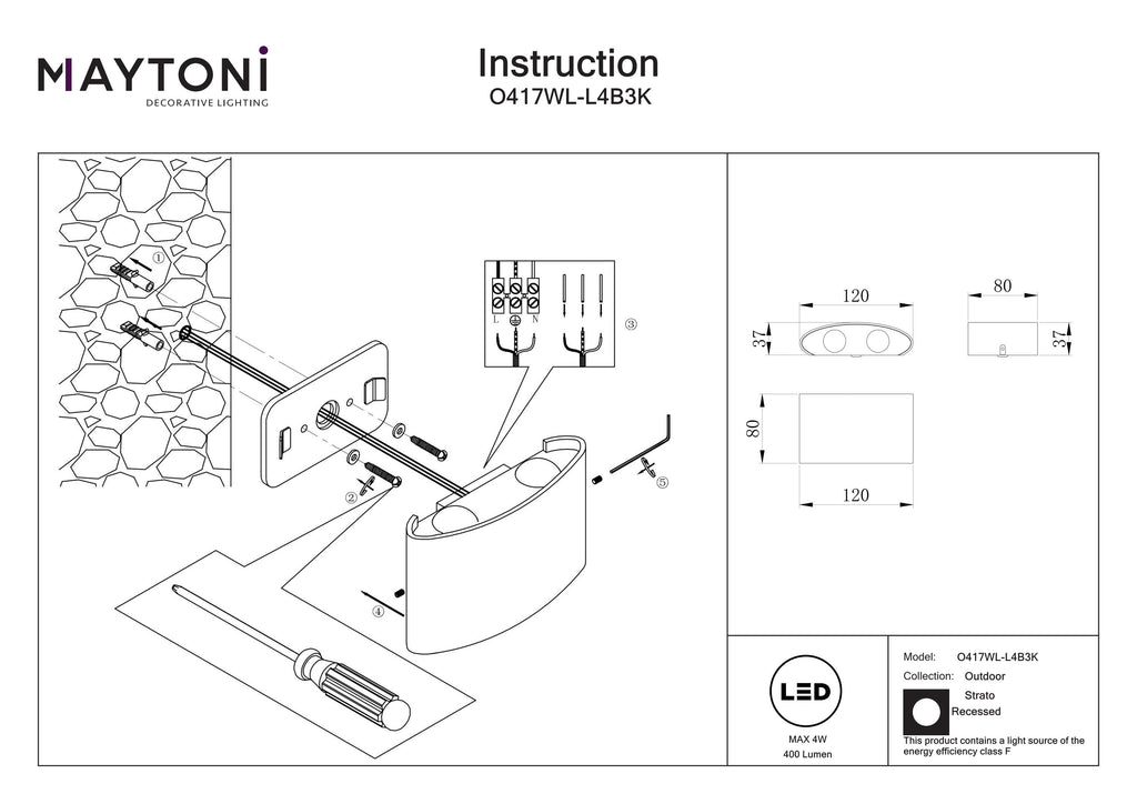 Oświetlenie architektoniczne Outdoor Strato IP54 x O417WL-L4B3K | Czarny