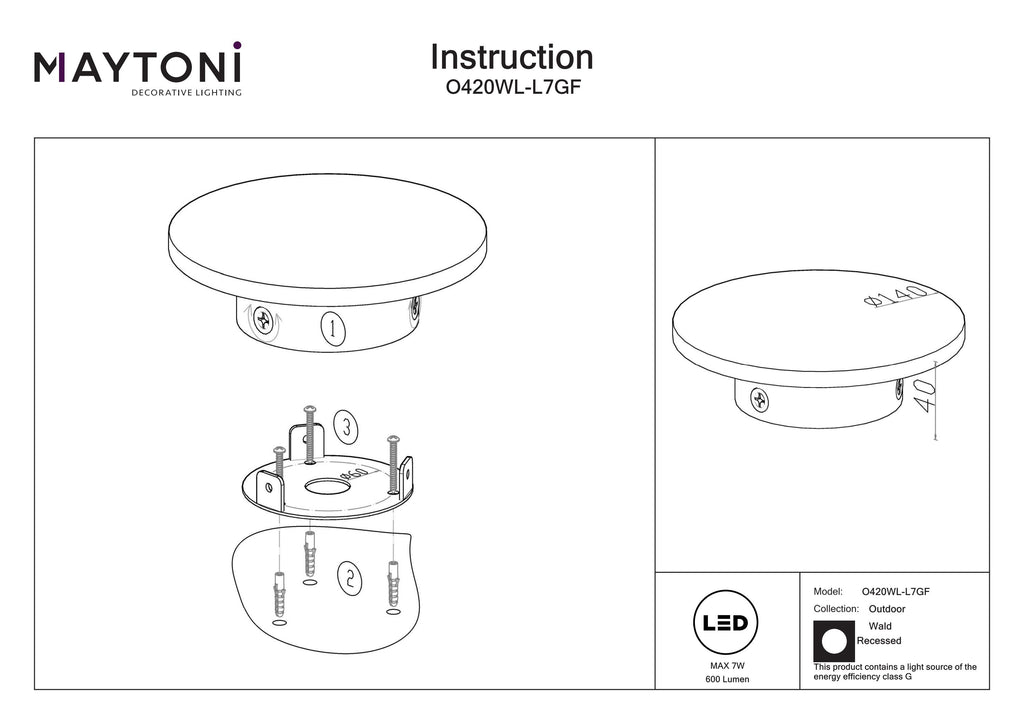 Oświetlenie architektoniczne Outdoor Wald IP65 x O420WL-L7GF | Grafit