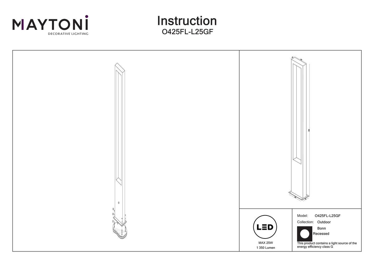 Oświetlenie krajobrazu Outdoor Bonn IP65 x O425FL-L25GF | Grafit