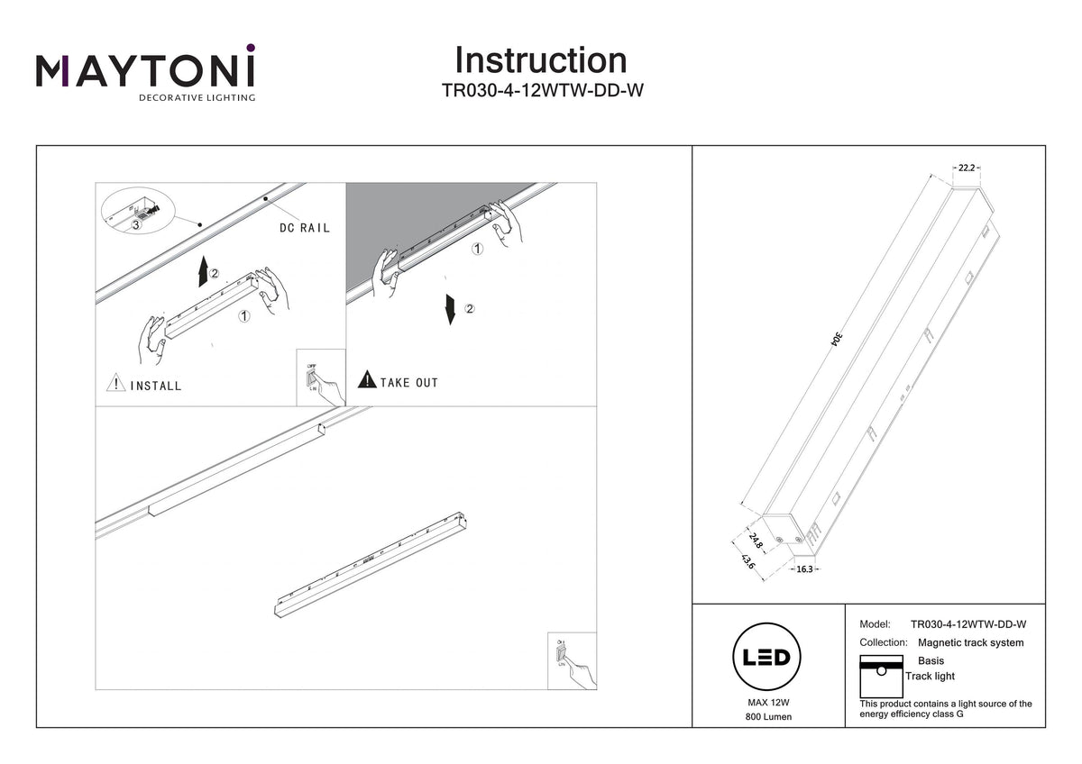 Oświetlenie szynowe Technical Basis IP20 x TR030-4-12WTW-DD-W | Biały