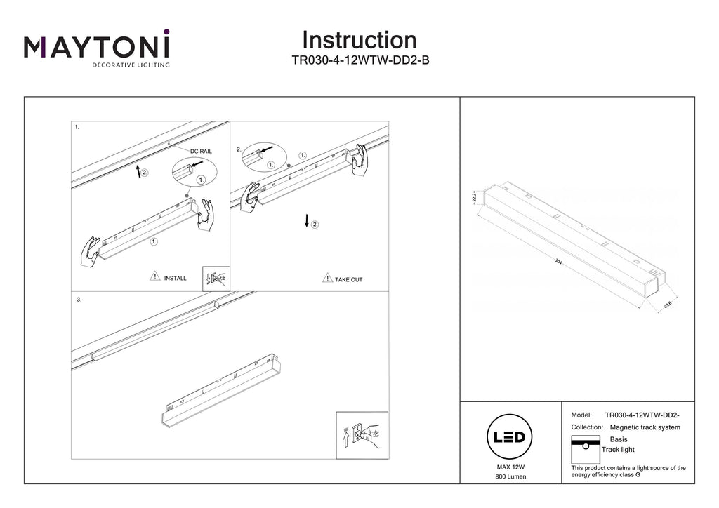 Oświetlenie szynowe Technical Basis IP20 x TR030-4-12WTW-DD2-B | Czarny