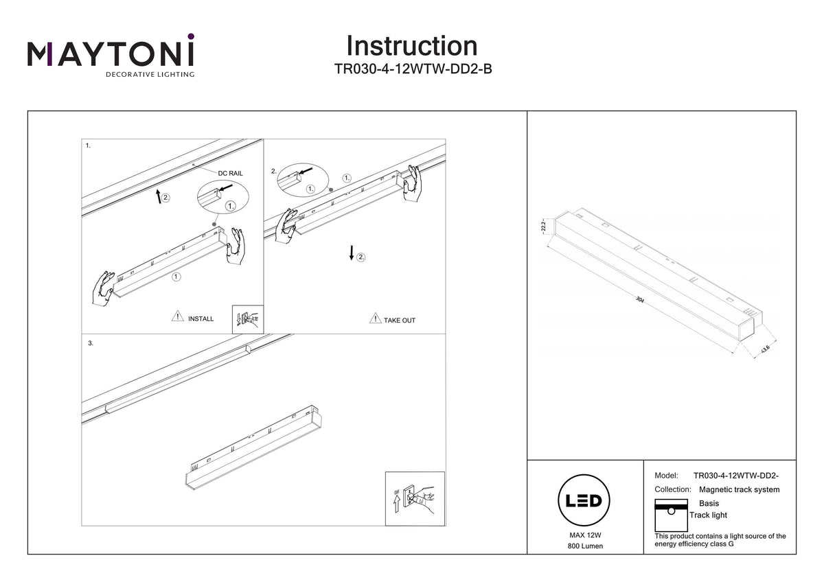 Oświetlenie szynowe Technical Basis IP20 x TR030-4-12WTW-DD2-B | Czarny
