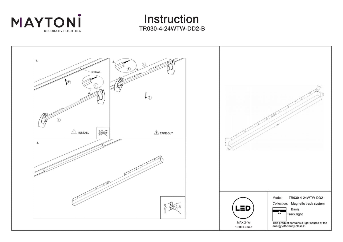 Oświetlenie szynowe Technical Basis IP20 x TR030-4-24WTW-DD2-B | Czarny