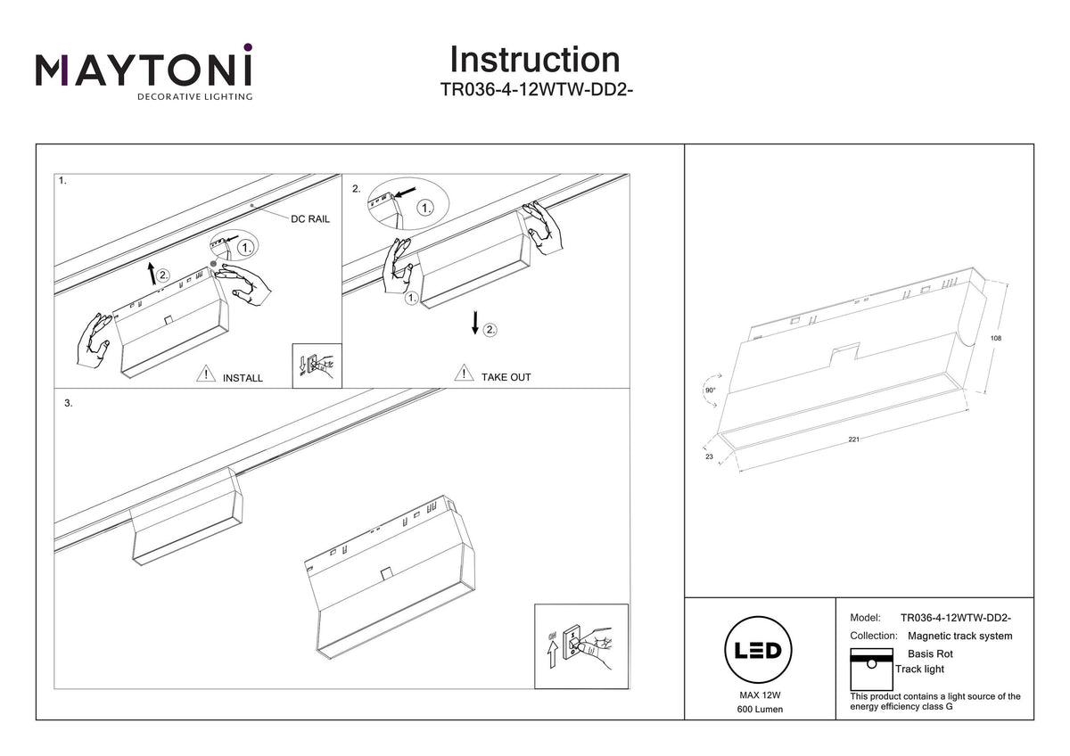 Oświetlenie szynowe Technical Basis Rot IP20 x TR036-4-12WTW-DD2-W | Biały