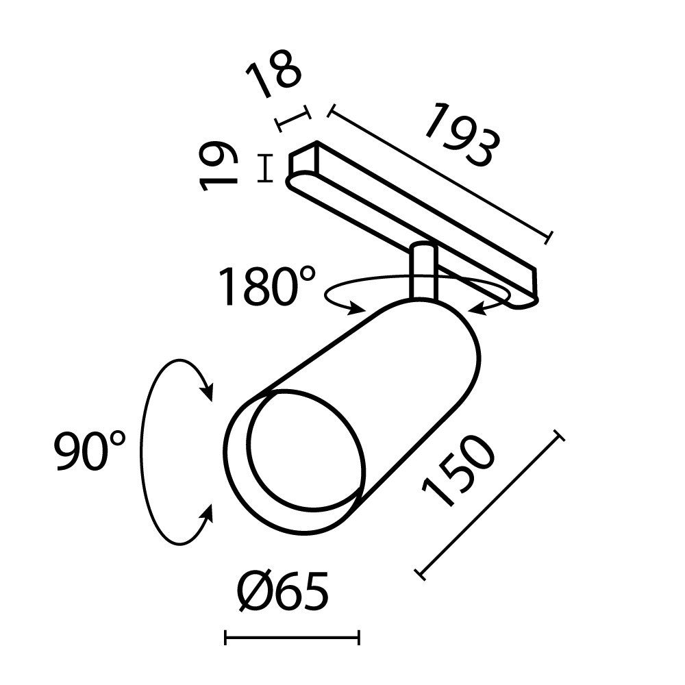 Oświetlenie szynowe Technical Focus LED IP20 x TR032-2-20W3K-S-B | Czarny