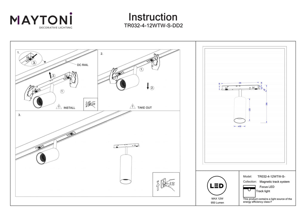 Oświetlenie szynowe Technical Focus LED IP20 x TR032-4-12WTW-S-DD2-W | Biały