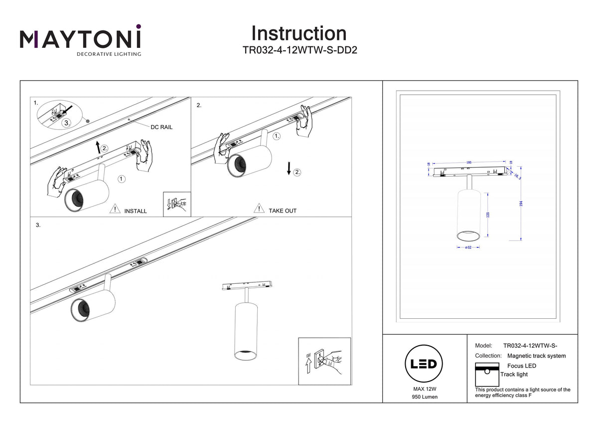 Oświetlenie szynowe Technical Focus LED IP20 x TR032-4-12WTW-S-DD2-W | Biały
