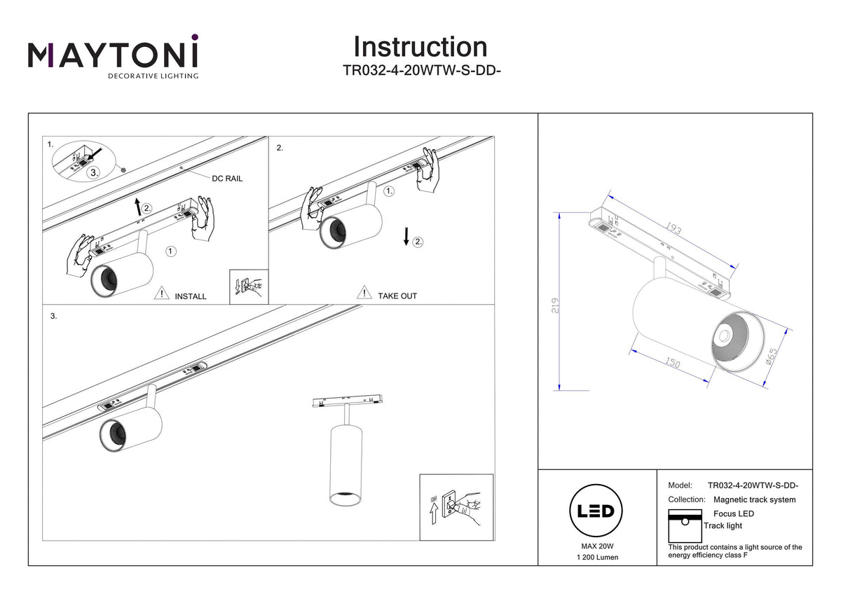Oświetlenie szynowe Technical Focus LED IP20 x TR032-4-20WTW-S-DD-W | Biały