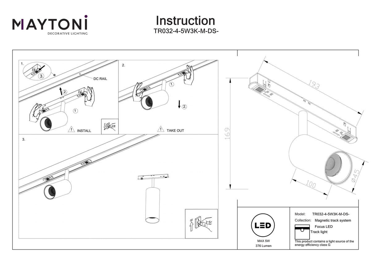 Oświetlenie szynowe Technical Focus LED IP20 x TR032-4-5W3K-M-DS-BBS | Czarny