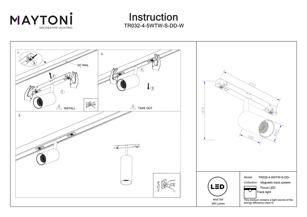 Oświetlenie szynowe Technical Focus LED IP20 x TR032-4-5WTW-S-DD-W | Biały