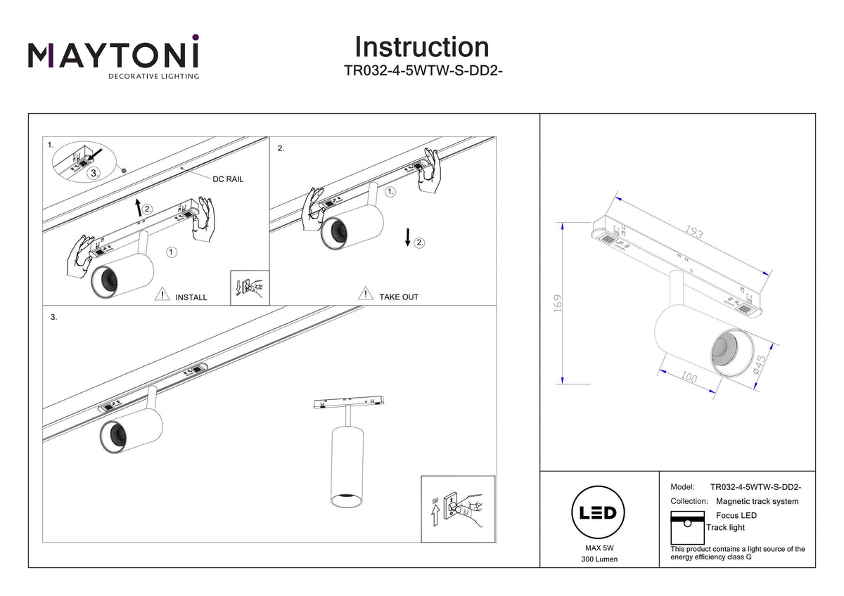 Oświetlenie szynowe Technical Focus LED IP20 x TR032-4-5WTW-S-DD2-W | Biały