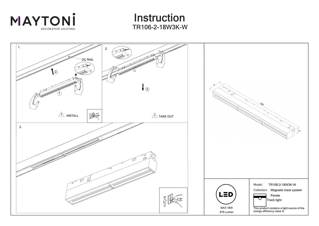 Oświetlenie szynowe Technical Parete IP20 x TR106-2-18W3K-W | Biały