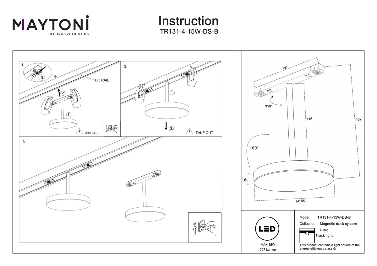 Oświetlenie szynowe Technical Plato IP20 x TR131-4-15W-DS-B | Czarny