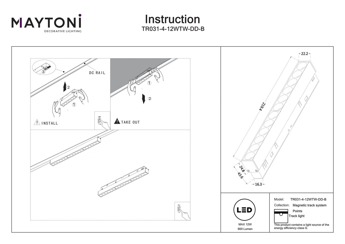 Oświetlenie szynowe Technical Points IP20 x TR031-4-12WTW-DD-B | Czarny