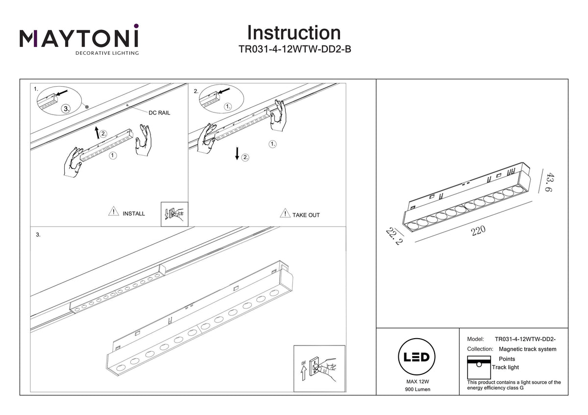 Oświetlenie szynowe Technical Points IP20 x TR031-4-12WTW-DD2-B | Czarny