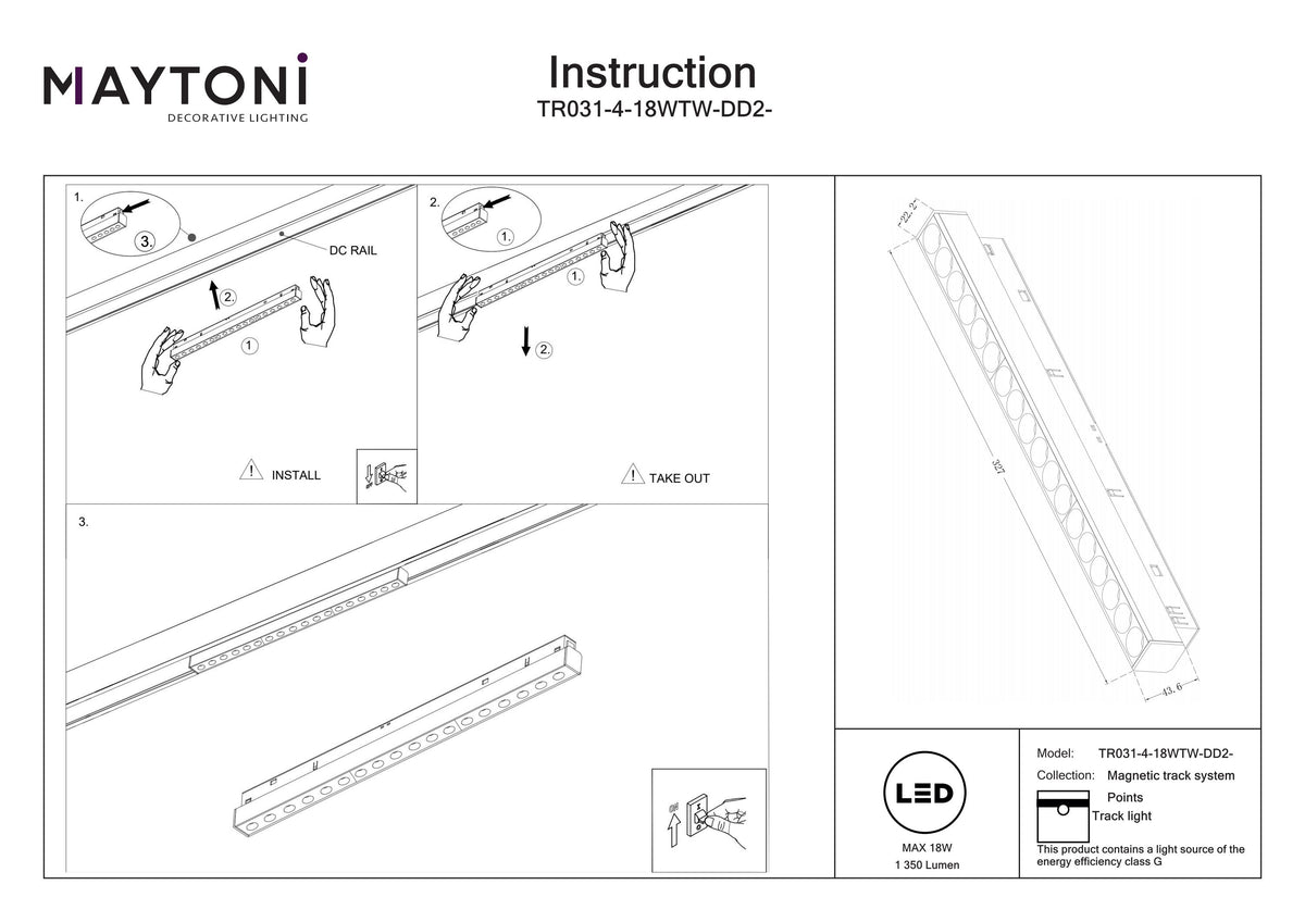Oświetlenie szynowe Technical Points IP20 x TR031-4-18WTW-DD2-W | Biały