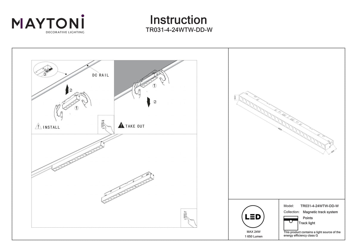 Oświetlenie szynowe Technical Points IP20 x TR031-4-24WTW-DD-W | Biały
