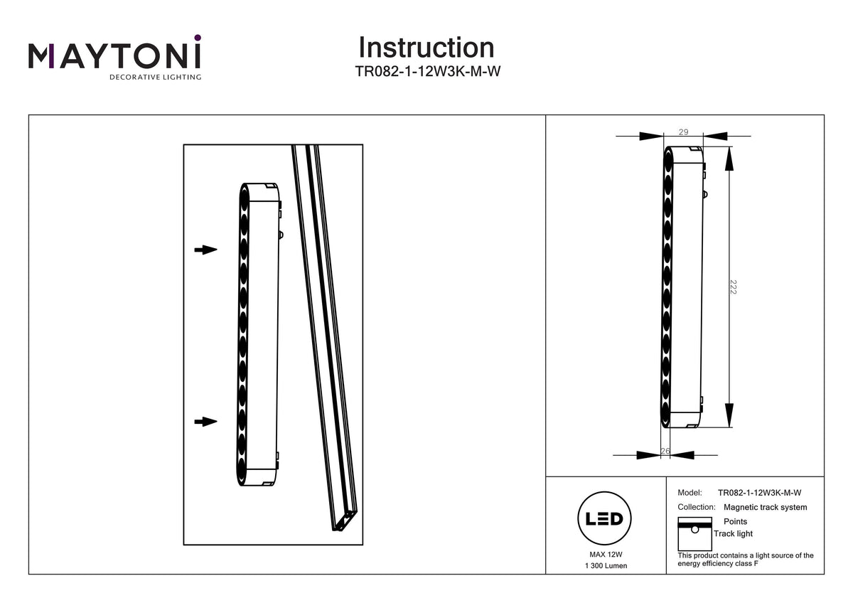 Oświetlenie szynowe Technical Points IP20 x TR082-1-12W3K-M-W | Biały