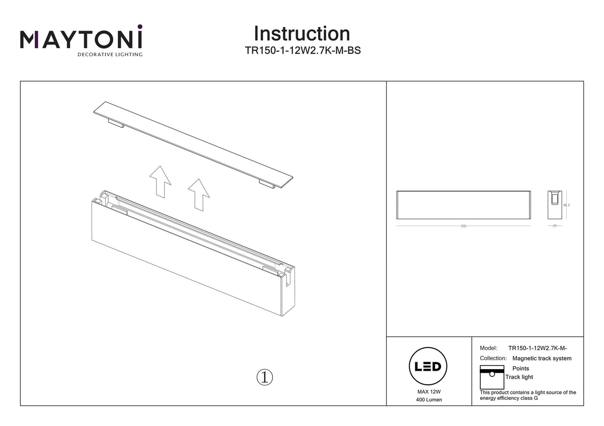 Oświetlenie szynowe Technical Points IP20 x TR150-1-12W2.7K-M-BS-DE | Mosiądz