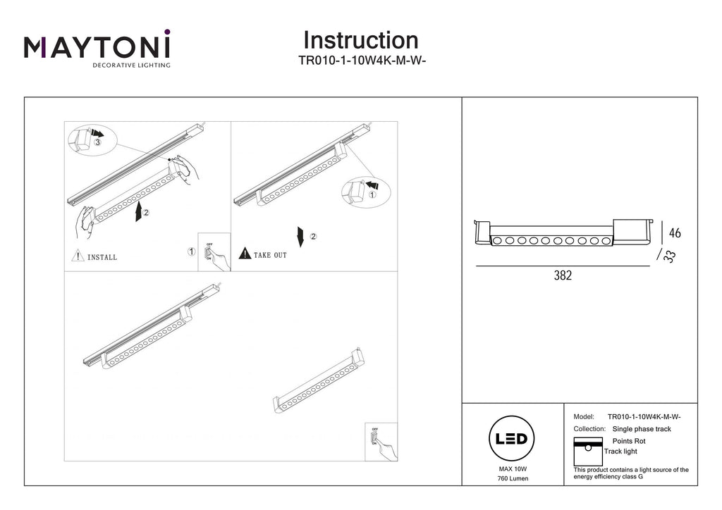 Oświetlenie szynowe Technical Points Rot IP20 x TR010-1-10W4K-M-W-DE | Biały
