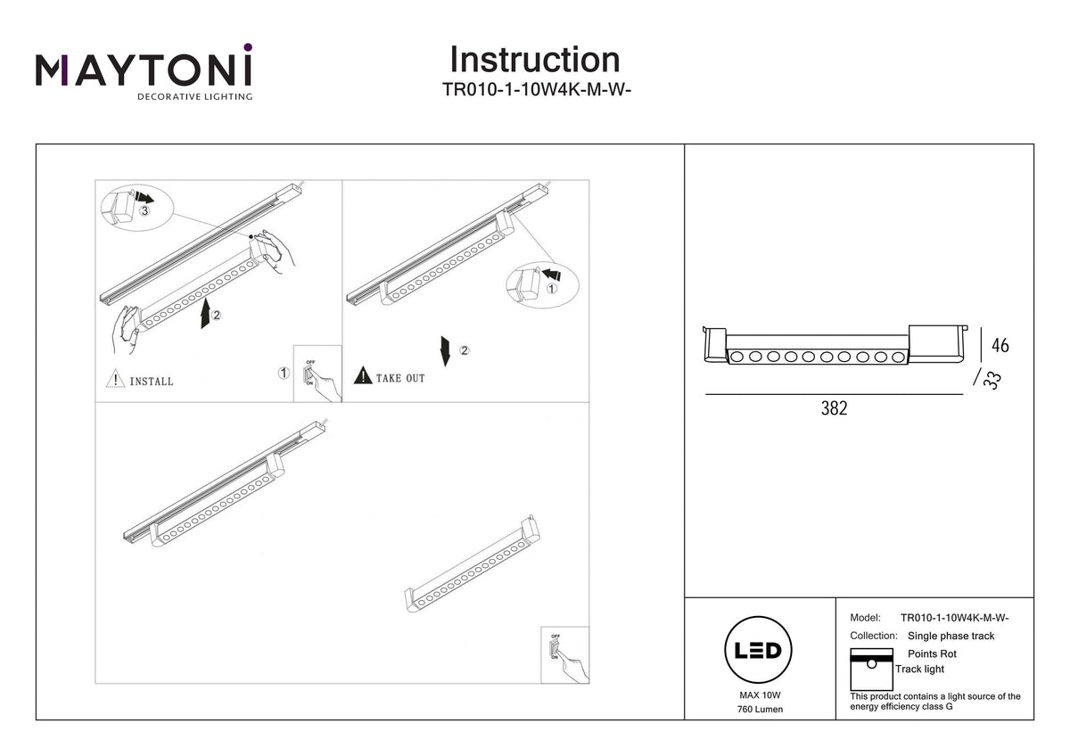 Oświetlenie szynowe Technical Points Rot IP20 x TR010-1-10W4K-M-W-DE | Biały