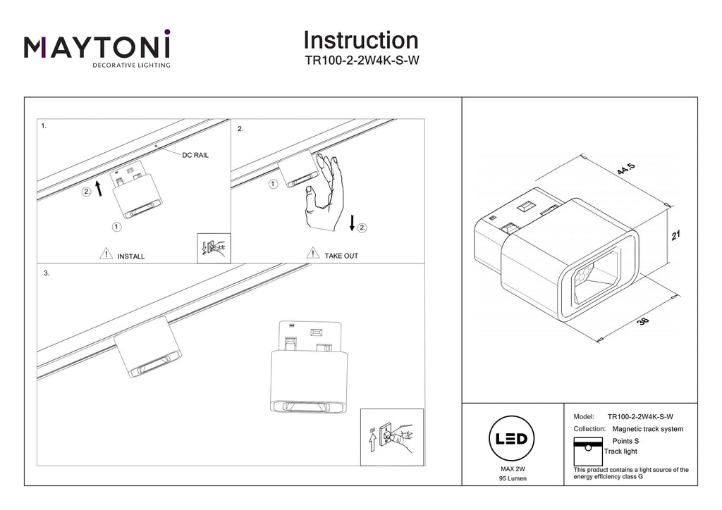 Oświetlenie szynowe Technical Points S IP20 x TR100-2-2W4K-S-W | Biały