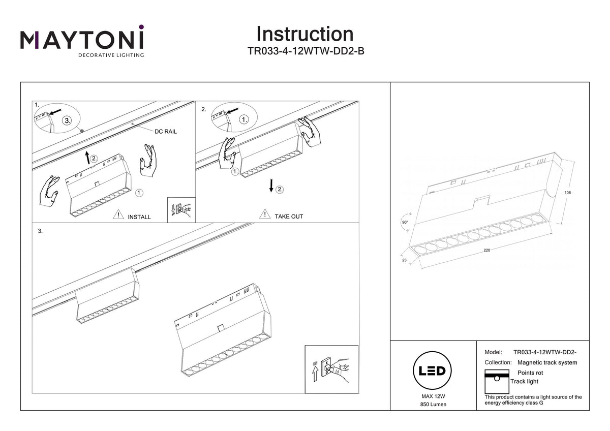 Oświetlenie szynowe Technical Points rot IP20 x TR033-4-12WTW-DD2-B | Czarny
