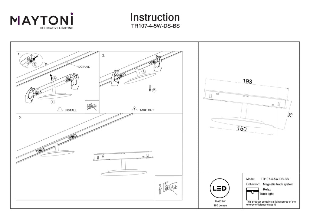 Oświetlenie szynowe Technical Relax IP20 x TR107-4-5W-DS-BS | Czarny
