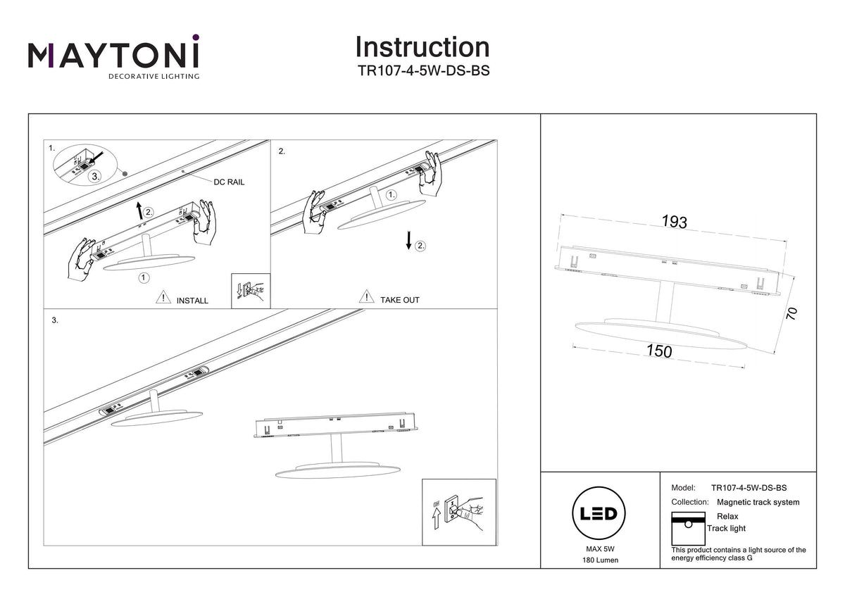 Oświetlenie szynowe Technical Relax IP20 x TR107-4-5W-DS-BS | Czarny